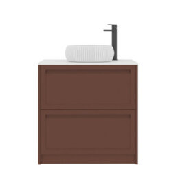 Royal Bathrooms Royal Bathroom Elmore 800mm Terracotta Clay Freestanding Bathroom Vanity Unit 2 Drawer Plain White Worktop With Milan Basin - thumbnail 7