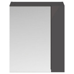 FNX Bathrooms Elysia 600mm 2 Door Gloss Grey Wall Hung Mirror Cabinet Contemporary 713mm - thumbnail 3