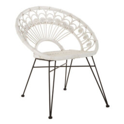 Orsina White Natural Rattan Chair, Easy To Clean Outdoor Chair, Backrest Rattan Armchair - thumbnail 2