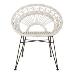 Orsina White Natural Rattan Chair, Easy To Clean Outdoor Chair, Backrest Rattan Armchair