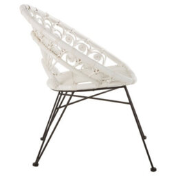 Orsina White Natural Rattan Chair, Easy To Clean Outdoor Chair, Backrest Rattan Armchair - thumbnail 3