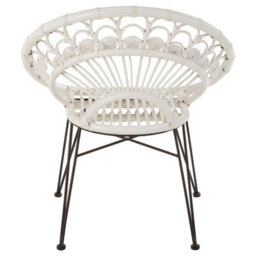 Orsina White Natural Rattan Chair, Easy To Clean Outdoor Chair, Backrest Rattan Armchair - thumbnail 4