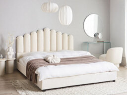 Beliani Bed Velvet Vincennes 180 X 200 Cm (Eu Super King) Off-White - thumbnail 2