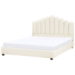 Beliani Bed Velvet Vincennes 180 X 200 Cm (Eu Super King) Off-White - thumbnail 1