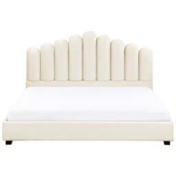 Beliani Bed Velvet Vincennes 180 X 200 Cm (Eu Super King) Off-White - thumbnail 5