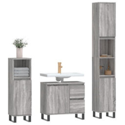 Berkfield 3 Piece Bathroom Furniture Set Grey Sonoma Engineered Wood - thumbnail 3