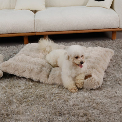 Bingopaw 90Cm Dog Bed Pet Calming Cushion Mat Washable Soft Warm Plush Mattress, Khaki Beige - image 1