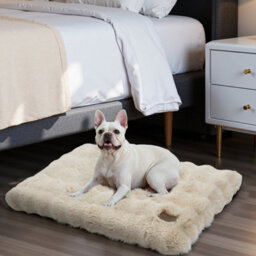 Bingopaw 90Cm Dog Bed Pet Calming Cushion Mat Washable Soft Warm Plush Mattress, Khaki Beige - thumbnail 9