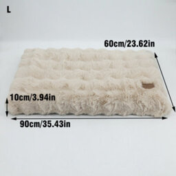 Bingopaw 90Cm Dog Bed Pet Calming Cushion Mat Washable Soft Warm Plush Mattress, Khaki Beige - thumbnail 2