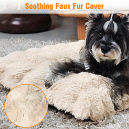 Bingopaw 90Cm Dog Bed Pet Calming Cushion Mat Washable Soft Warm Plush Mattress, Khaki Beige - thumbnail 3
