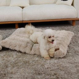 Bingopaw 90Cm Dog Bed Pet Calming Cushion Mat Washable Soft Warm Plush Mattress, Khaki Beige