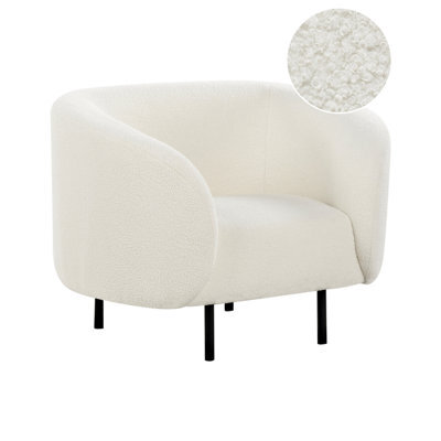 Beliani Minimalist Armchair Loen Boucle White - image 1