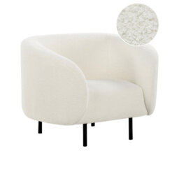 Beliani Minimalist Armchair Loen Boucle White - thumbnail 1