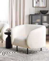Beliani Minimalist Armchair Loen Boucle White - thumbnail 2