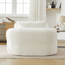 Matteo Oversized Indoor Lounge Chaise, Plush Chenille Deep Seat Sofa Chair - White - thumbnail 3