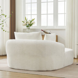 Matteo Oversized Indoor Lounge Chaise, Plush Chenille Deep Seat Sofa Chair - White - thumbnail 6