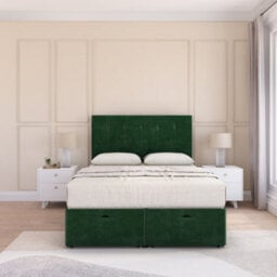 Sloomy Highbury End Lift Ottoman Bed 4Ft6 With Sprung Memory Mattress - Emerald Plush & Headboard- Double - thumbnail 3