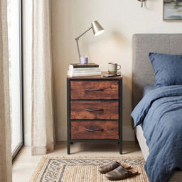 1 Pack Rustic Bedside Cabinet Bedroom Furniture 3 Drawer Storage Nightstand Side Table - thumbnail 5