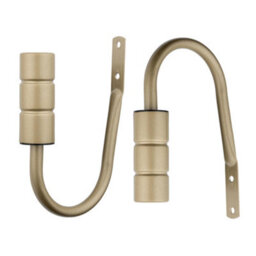 A.unique Home Pair Of Plain Barrel Metal Holdbacks With Fittings - Matte Gold - thumbnail 4