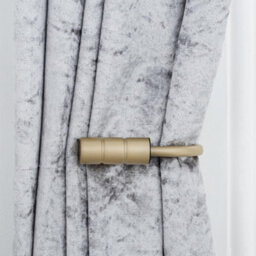 A.unique Home Pair Of Plain Barrel Metal Holdbacks With Fittings - Matte Gold - thumbnail 5