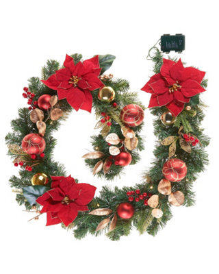 WeRChristmas 12Ft Pre Lit Natural Fir Christmas Garland Ideal For Mantels Staircases And Feature Walls - image 1