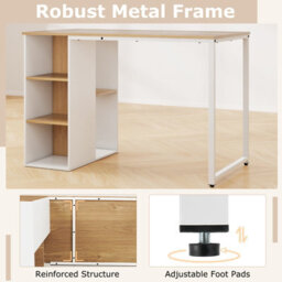 Costway 115 X 59 Cm Computer Desk Modern Home Office Desk With Storage Shelves-Natural - thumbnail 7