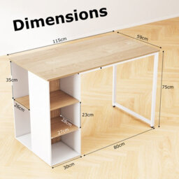 Costway 115 X 59 Cm Computer Desk Modern Home Office Desk With Storage Shelves-Natural - thumbnail 3