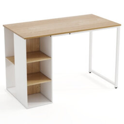 Costway 115 X 59 Cm Computer Desk Modern Home Office Desk With Storage Shelves-Natural - thumbnail 2