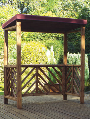 Charles Taylor Trading Dorchester Bbq Shelter (Burgundy Roof Cover) - W170 X D100 X H196 - Fully Assembled - Burgundy - image 1