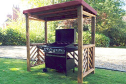 Charles Taylor Trading Dorchester Bbq Shelter (Burgundy Roof Cover) - W170 X D100 X H196 - Fully Assembled - Burgundy - thumbnail 4