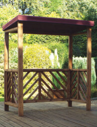 Charles Taylor Trading Dorchester Bbq Shelter (Burgundy Roof Cover) - W170 X D100 X H196 - Fully Assembled - Burgundy - thumbnail 1