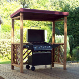Charles Taylor Trading Dorchester Bbq Shelter (Burgundy Roof Cover) - W170 X D100 X H196 - Fully Assembled - Burgundy - thumbnail 3