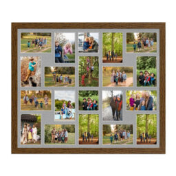 AK Frames 80X70Cm Dark Oak Modern Multi Photo Frame With Silver Mount - Holds 20 Apertures (18X) 6X4, (2X) 4X4 Photos