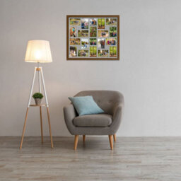 AK Frames 80X70Cm Dark Oak Modern Multi Photo Frame With Silver Mount - Holds 20 Apertures (18X) 6X4, (2X) 4X4 Photos - thumbnail 3