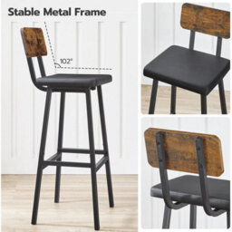 Bar Stools Set Of 2 Pu Upholstered Breakfast Bar Chairs Barstools - thumbnail 6