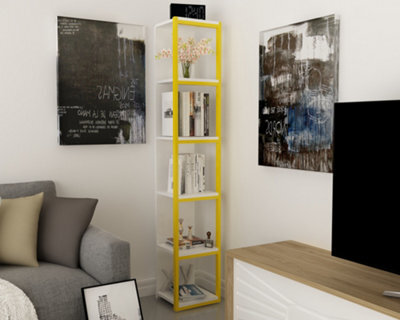Decorotika Texas 5-Tier Bookcase Shelving Unit White & Yellow - image 1