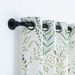 A.unique Home Room Darkening Metal Extendable Curtain Pole With Rings And Fittings - Black, 180Cm - 340Cm Approx - thumbnail 3