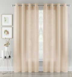 Tyrone Textiles Pair Of Crete Natural Luxury Linen Look Sheer Panels With Eyelet Header 229 Cm - thumbnail 5