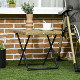 Natural-Folding Square Rattan Coffee Table For Bistro Balcony Garden Outdoor - thumbnail 5