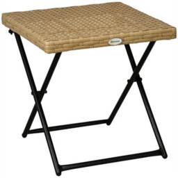 Natural-Folding Square Rattan Coffee Table For Bistro Balcony Garden Outdoor - thumbnail 1