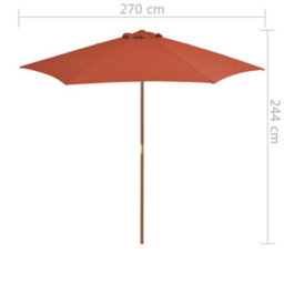 Berkfield Outdoor Parasol With Wooden Pole 270 Cm Terracotta - thumbnail 6