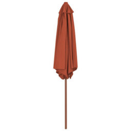 Berkfield Outdoor Parasol With Wooden Pole 270 Cm Terracotta - thumbnail 3