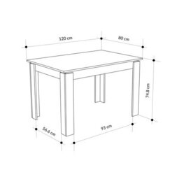 Decortie Tolmen Dining Table Rectangular Extendable Table For 4 Seater Contemporary Kitchen Table 120Wcm Living Room, Retro Grey - thumbnail 3