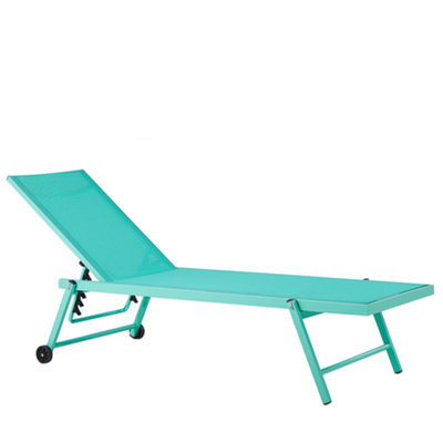 Beliani Sun Lounger Portofino Reclining Metal Turquoise - image 1