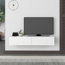 "Decortie Francy Wall-Mounted Tv Unit Modern Media Centre Tv Cabinet 42"" White 135Cm"