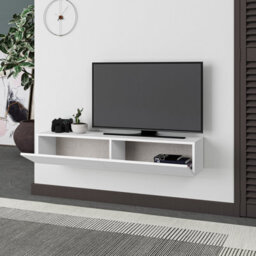 "Decortie Francy Wall-Mounted Tv Unit Modern Media Centre Tv Cabinet 42"" White 135Cm" - thumbnail 5