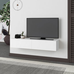 "Decortie Francy Wall-Mounted Tv Unit Modern Media Centre Tv Cabinet 42"" White 135Cm" - thumbnail 6