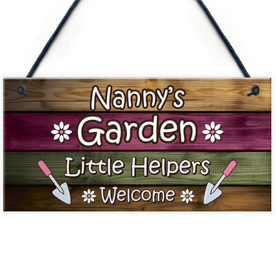 Red Ocean Garden Sign Hanging Wall Plaque Gift For Nan Nanny Summerhouse Sign Gift From Grandchildren - image 1