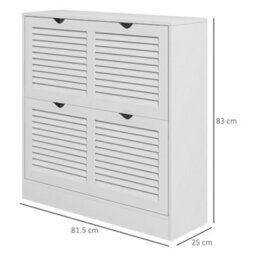 Wyld Haus Nelu Neka Slim White Shoe Cabinet With 2 Tilt-Out Drawers, Slatted Fronts, 81.5 X 25 X 83 Cm - thumbnail 3