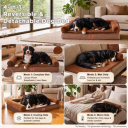Luckracer Large Dog Bed Sofa Washable Orthopedic Dog Beds Blue 110X79X16Cm - thumbnail 5